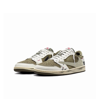 Travis Scott X Jordan Air Jordan 1 Vintage Basketball Shoes Unisex Low top Beige/Green