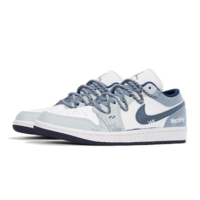Jordan Air Jordan 1 Wear-Resistant Low-Top Vintage Basketball Shoes Men's Haze Blue