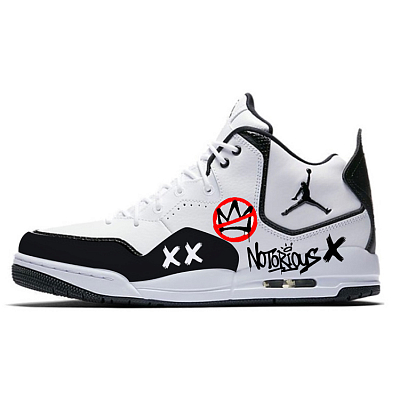 Jordan Courtside 23 Cushioning Anti-Slip And Wear-Resistant Mid-Top Vintage Basketball Shoes Men's Black White