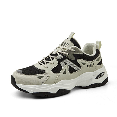 JEEP SPIRIT Red Cloud 2.0 Abrasion Resistant Breathable Low top Chunky Sneakers Men's Shuffleboard White