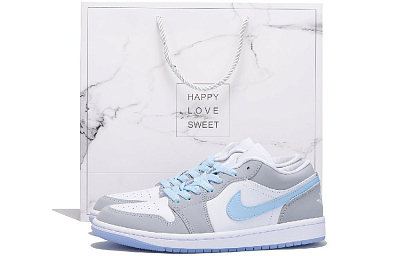 Jordan Air Jordan 1 Anti Slip Wear Resistant Low Top Vintage Basketball Shoes Women's Light Gray