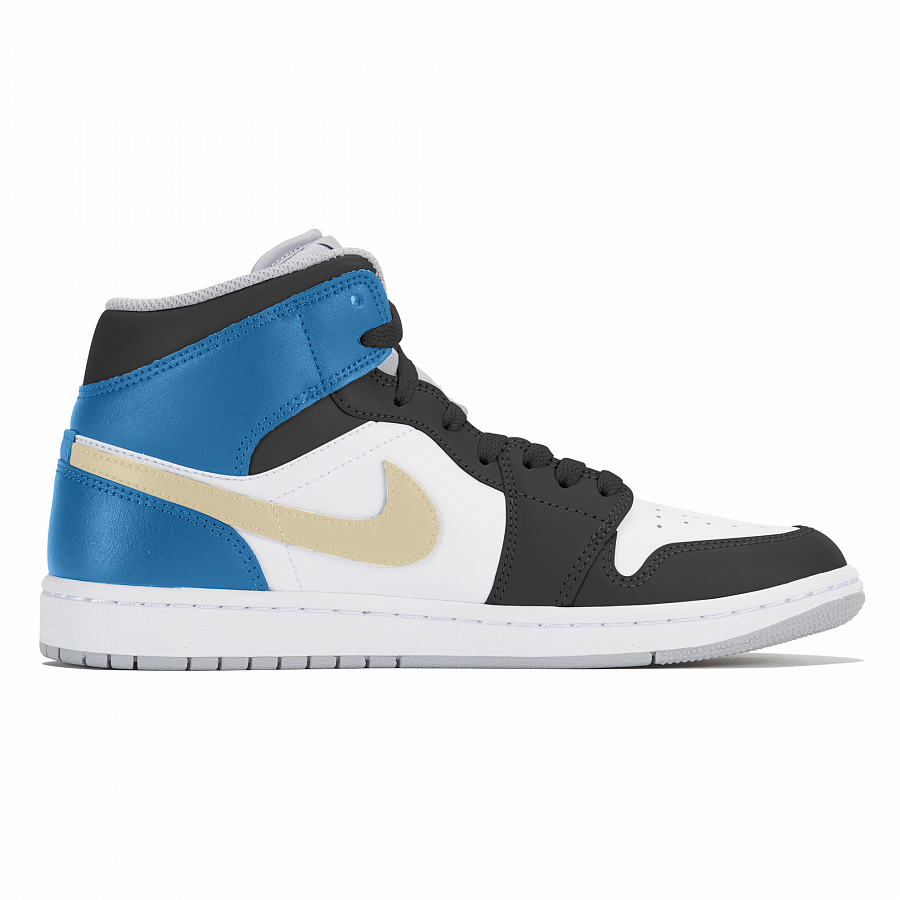 Jordan Air Jordan 1 Wear-Resistant Mid-Top Vintage Basketball Shoes Men's Blue Black купить в интернет-магазине Yoocart с быстрой доставкой по России.