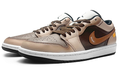 Jordan Air Jordan 1 Wear-Resistant Slip-Resistant Low-Top Vintage Basketball Shoes Men's Tan
