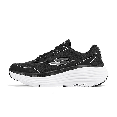 Skechers Max Cushioning, Breathable, Supportive, Rebound Low Top Casual City Commute Running Shoes Women's Black Silver