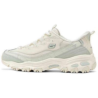 Skechers DLITES Low Top Chunky Sneakers Women's Beige White Blue