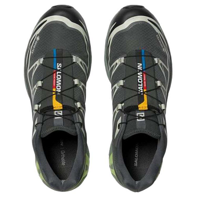 SALOMON XT 6 Waterproof Low Top Running Shoes Unisex Urban Gray Black Lime Cream