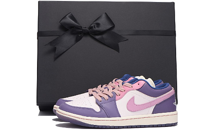 Jordan Air Jordan 1 Slip-Resistant Coverage Wear-Resistant Low-Top Vintage Basketball Shoes Women's Purple Pink