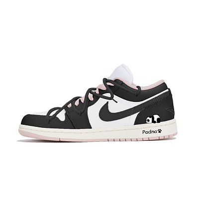 Jordan Air Jordan 1 Tri-High Lab Panda Cushioning Wear-Resistant Low-Top Vintage Basketball Shoes Women's Black Pink