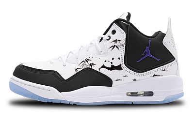 Jordan Courtside 23 Shock Absorbers Slip Resistant Mid Top Vintage Basketball Shoes Unisex White Black