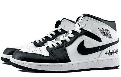 Jordan Air Jordan 1 Anti-Slip Wear-Resistant High-Top Vintage Basketball Shoes Men's Black White