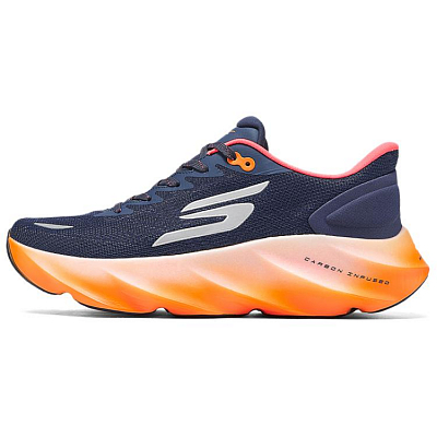 Skechers MEN'S GO Cushioning, Wear Resistant Low Top Casual Running Shoes Men's Blue Orange