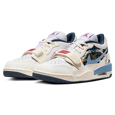 Jordan Legacy 312 Anti-Slip Wear-Resistant Low-Top Vintage Basketball Shoes Unisex White Blue