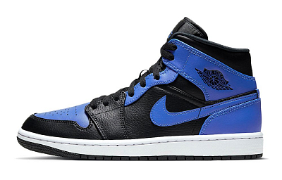 Jordan Air Jordan 1 Mid 'hyper Royal' Slip-Resistant Mid-Top Vintage Basketball Shoes Men's Black White Blue Yellow
