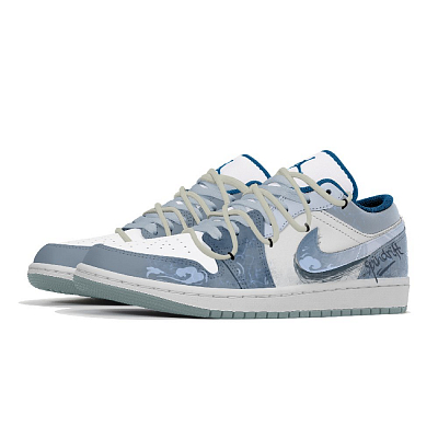 Jordan Air Jordan 1 Slip-Resistant Low-Top Vintage Basketball Shoes Men's Blue White