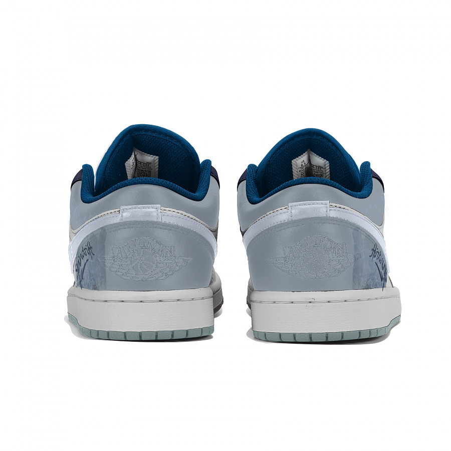 Jordan Air Jordan 1 Slip-Resistant Low-Top Vintage Basketball Shoes Men's Blue White купить в интернет-магазине Yoocart с быстрой доставкой по России.