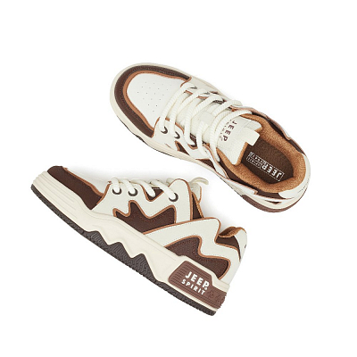 JEEP SPIRIT Abrasion Resistant Height Increasing Low top Skateboard Shoes Men's Brown