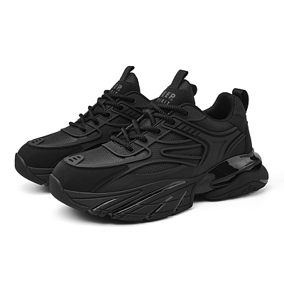 JEEP SPIRIT Cushioning Lightweight Abrasion Resistant Low Top Chunky Sneakers Men's Black