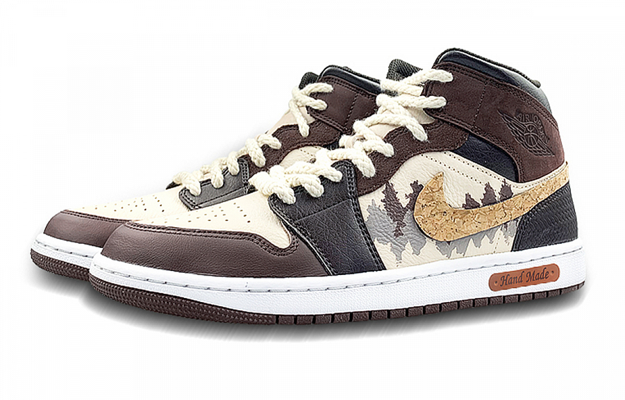 Jordan Air Jordan 1 Mid-Top Vintage Basketball Shoes Men's Black Beige Brown купить в интернет-магазине Yoocart с быстрой доставкой по России.