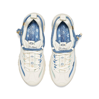 Skechers DLITES Low Top Chunky Sneakers Women's White Blue