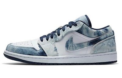 Jordan Air Jordan 1 Wear-Resistant Low-Top Vintage Basketball Shoes Men's Black White Blue