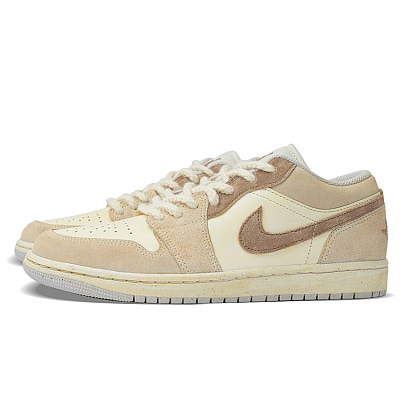 Jordan Air Jordan 1 Low Top Skateboard Shoes Unisex Beige Brown