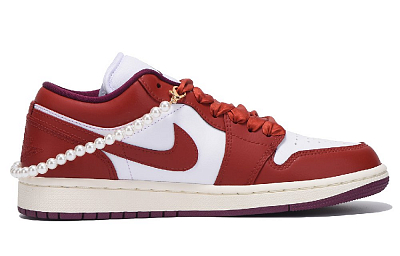Jordan Air Jordan 1 Slip-Resistant Coverage Low-Top Vintage Basketball Shoes Women's True Red