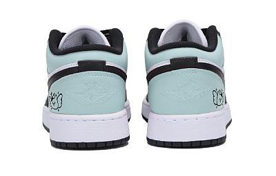 Jordan Air Jordan 1 Puppy Fragment Anti-Slip Wear-Resistant Low-Top Vintage Basketball Shoes Men's Black Tiffany