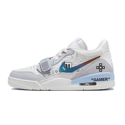 Jordan Legacy 312 Cushioned Wear-Resistant Slip-Resistant Low-Top Vintage Basketball Shoes Men's White Gray