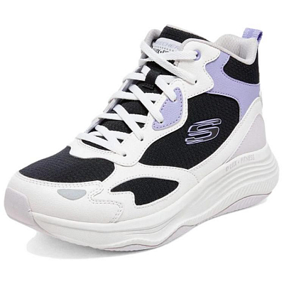 Skechers Cushioning, Wear Resistant High Top Casual Shoes Women's Black White Purple