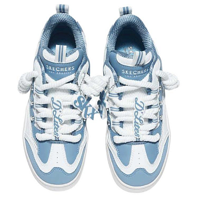 Skechers Street Breathable Height Increasing Low Top Skateboard Shoes Women's Blue White