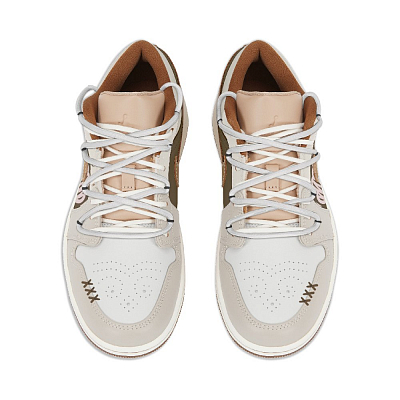 Jordan Air Jordan 1 Dust Collection Abrasion Resistant Breathable Low Top Vintage Basketball Shoes Men's Brown Pink
