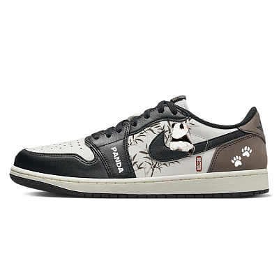 Jordan Air Jordan 1 Wear-Resistant Slip-Resistant Low-Top Vintage Basketball Shoes Men's Black White Brown