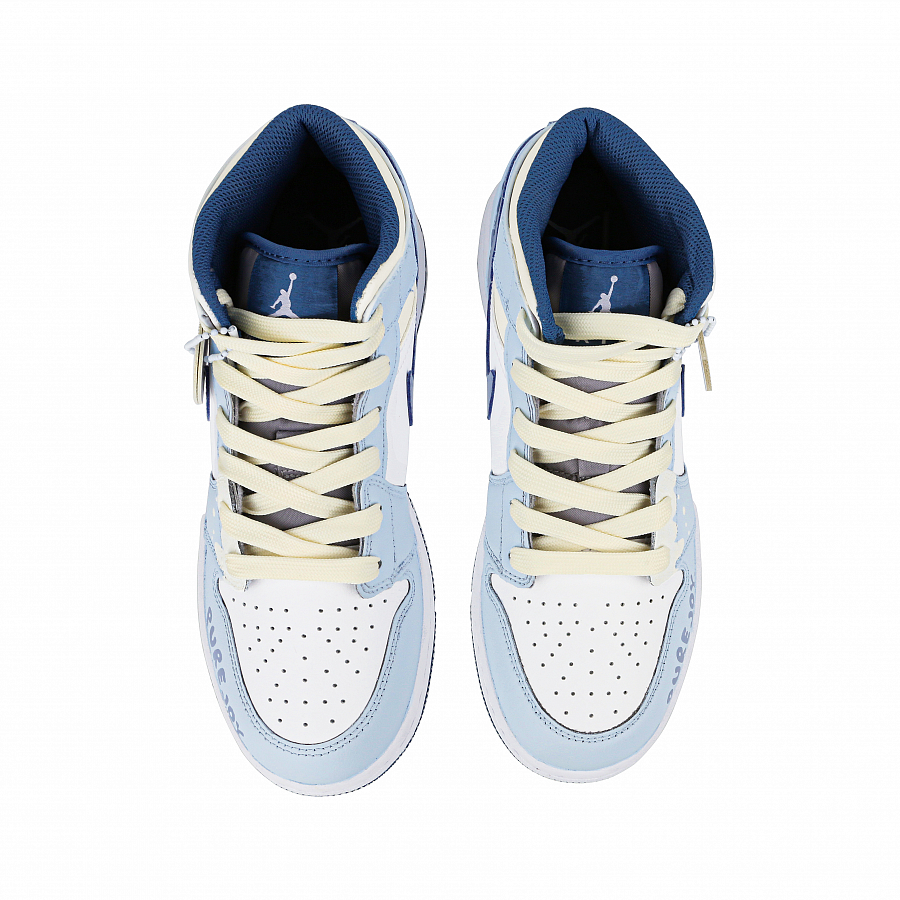 Jordan Air Jordan 1 Slip-Resistant High-Top Vintage Basketball Shoes GS White Blue купить в интернет-магазине Yoocart с быстрой доставкой по России.