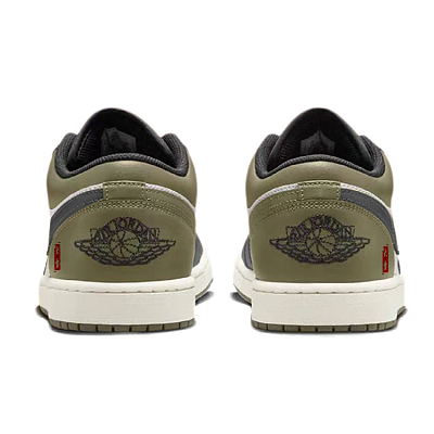 Jordan Air Jordan 1 Anti-Slip Wear-Resistant Low-Top Vintage Basketball Shoes Unisex Black White Green