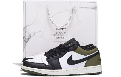Jordan Air Jordan 1 Slip Resistant Coverage Low Top Vintage Basketball Shoes Unisex Grass Green