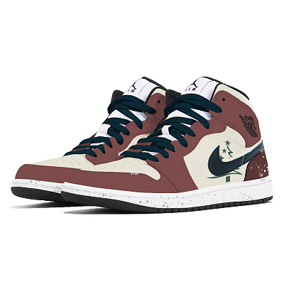 Jordan Air Jordan 1 Cushioned Slip-Resistant Abrasion-Resistant Mid-Top Vintage Basketball Shoes Men's Deep Red