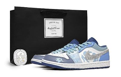 Jordan Air Jordan 1 Low Top Vintage Basketball Shoes Unisex White Blue