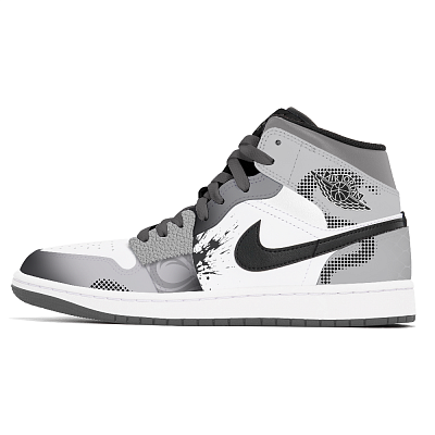 Jordan Air Jordan 1 Joy Lemon Abrasion-Resistant Slip-Resistant Mid-Top Vintage Basketball Shoes Unisex White Gray