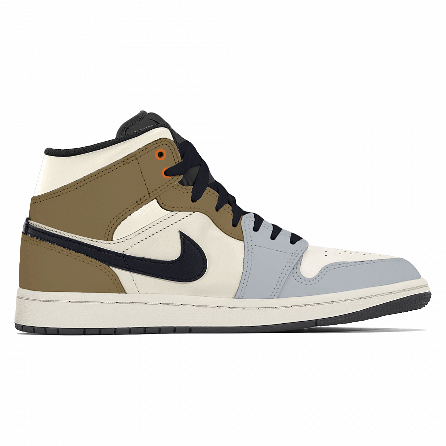 Jordan Air Jordan 1 Abrasion Resistant Mid Top Vintage Basketball Shoes Unisex Blue Brown купить в интернет-магазине Yoocart с быстрой доставкой по России.