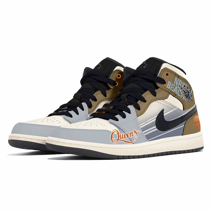 Jordan Air Jordan 1 Abrasion Resistant Mid Top Vintage Basketball Shoes Unisex Blue Brown купить в интернет-магазине Yoocart с быстрой доставкой по России.