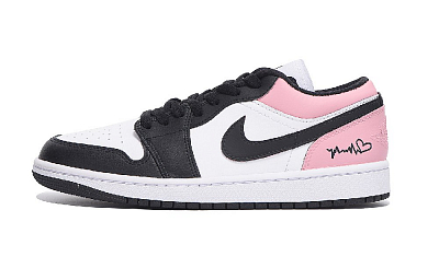 Jordan Air Jordan 1 Anti-Slip And Wear-Resistant Coverage Low-Top Vintage Basketball Shoes Women's Black Pink