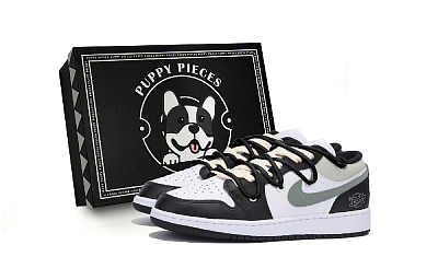Jordan Air Jordan 1 Wear-Resistant Low-Top Vintage Basketball Shoes Men's Black White