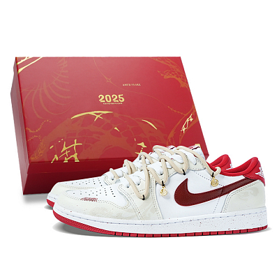 Jordan Air Jordan 1 Low-Top Vintage Basketball Shoes Unisex Red White