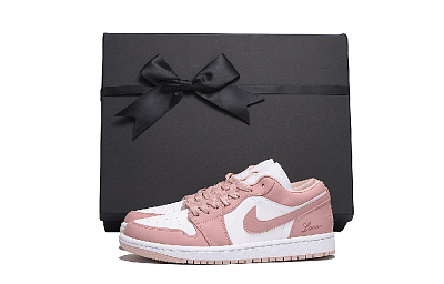 Jordan Air Jordan 1 Anti-Slip And Wear-Resistant Coverage Low-Top Vintage Basketball Shoes Women's Pink White
