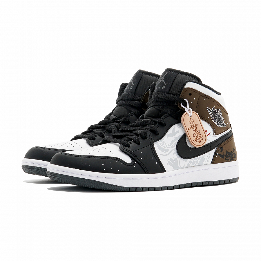 Jordan Air Jordan 1 Abrasion Resistant Mid Top Vintage Basketball Shoes Unisex Black Brown купить в интернет-магазине Yoocart с быстрой доставкой по России.