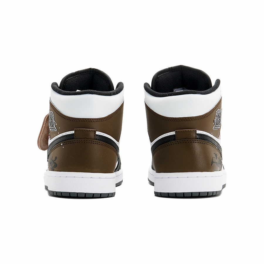 Jordan Air Jordan 1 Abrasion Resistant Mid Top Vintage Basketball Shoes Unisex Black Brown купить в интернет-магазине Yoocart с быстрой доставкой по России.