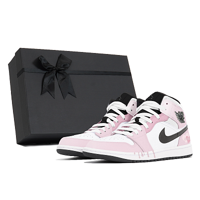 Jordan Air Jordan 1 Dust, Heart Ripples, Box Abrasion Resistant Mid Top Vintage Basketball Shoes Men's Pink