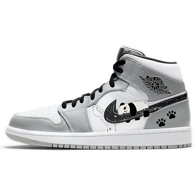 Jordan Air Jordan 1 Cushioned Slip-Resistant Mid-Top Vintage Basketball Shoes Men's Gray