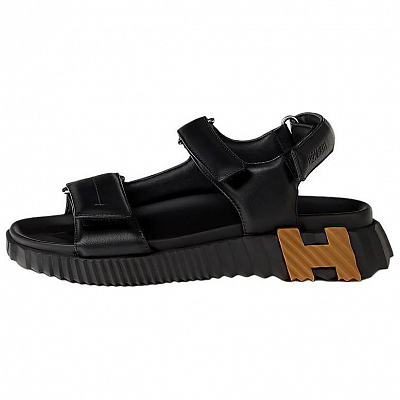 HERMES Junior Strap Sandals 3.7cm Women's Black