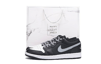 Jordan Air Jordan 1 Anti-Slip Wear-Resistant Low-Top Vintage Basketball Shoes Unisex Black Gray